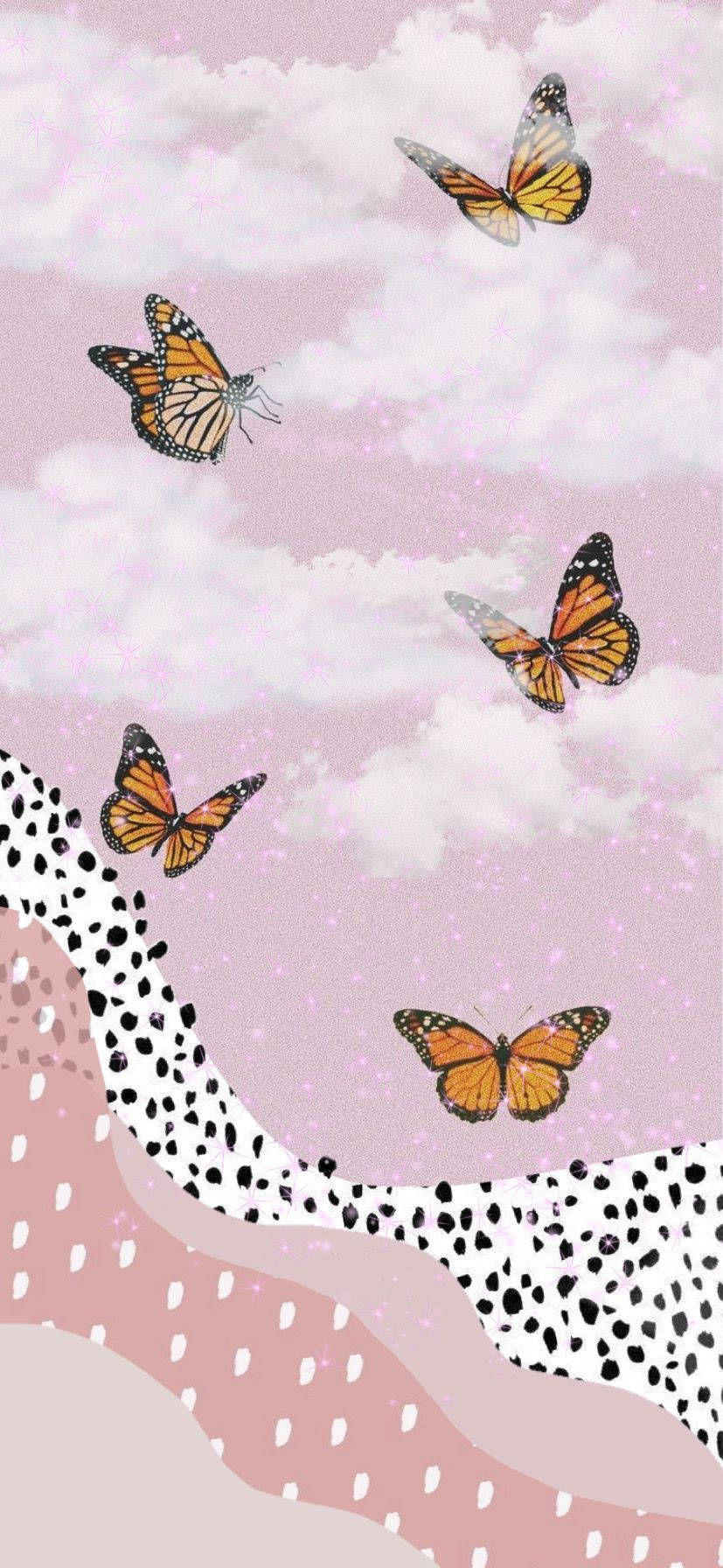 Estetikang Pink na Paru-paro Wallpaper