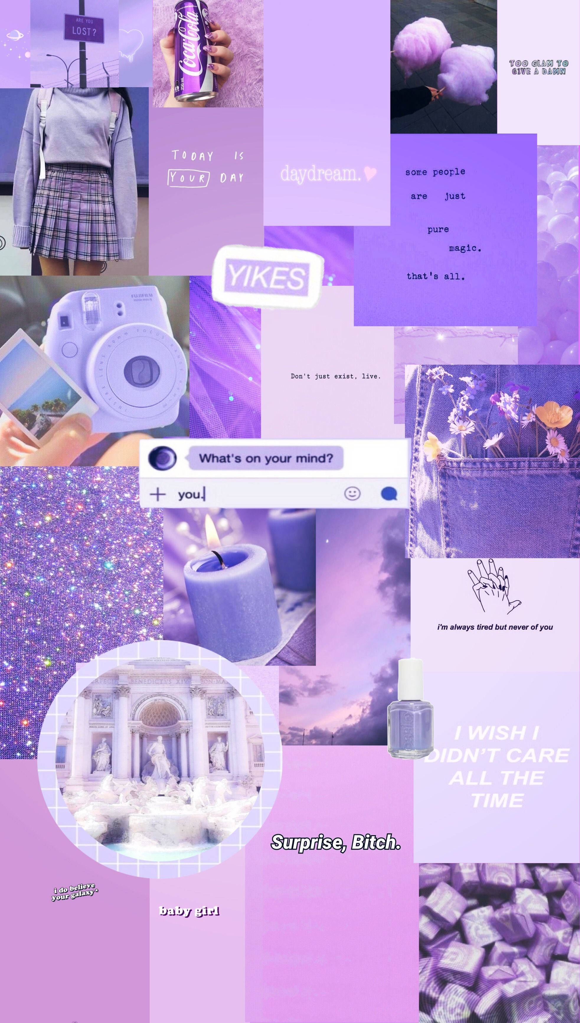 Estetikong Light Purple na Estilo ng Scrapbook Wallpaper