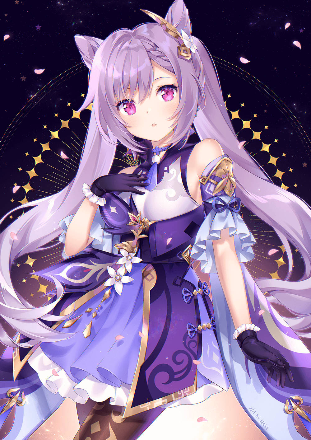 Estilo at Walang-Takot na Keqing sa Isang Eksena mula sa Genshin Impact Wallpaper