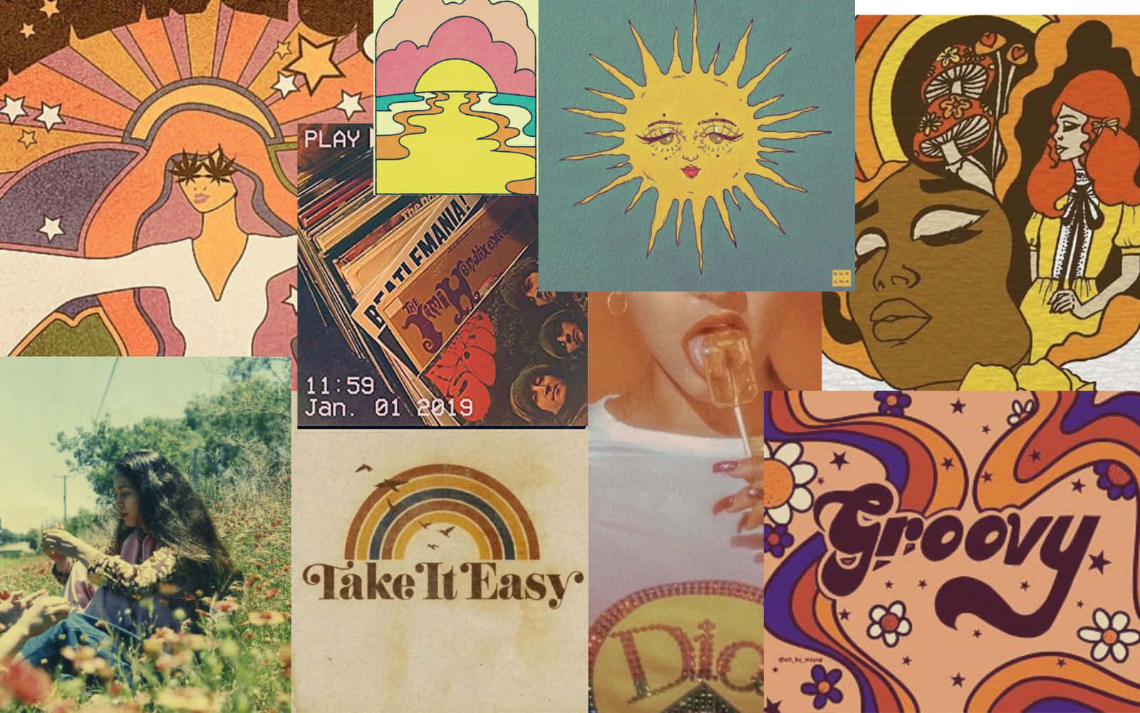 Estilo Indie Aesthetic na Desktop Collage Wallpaper