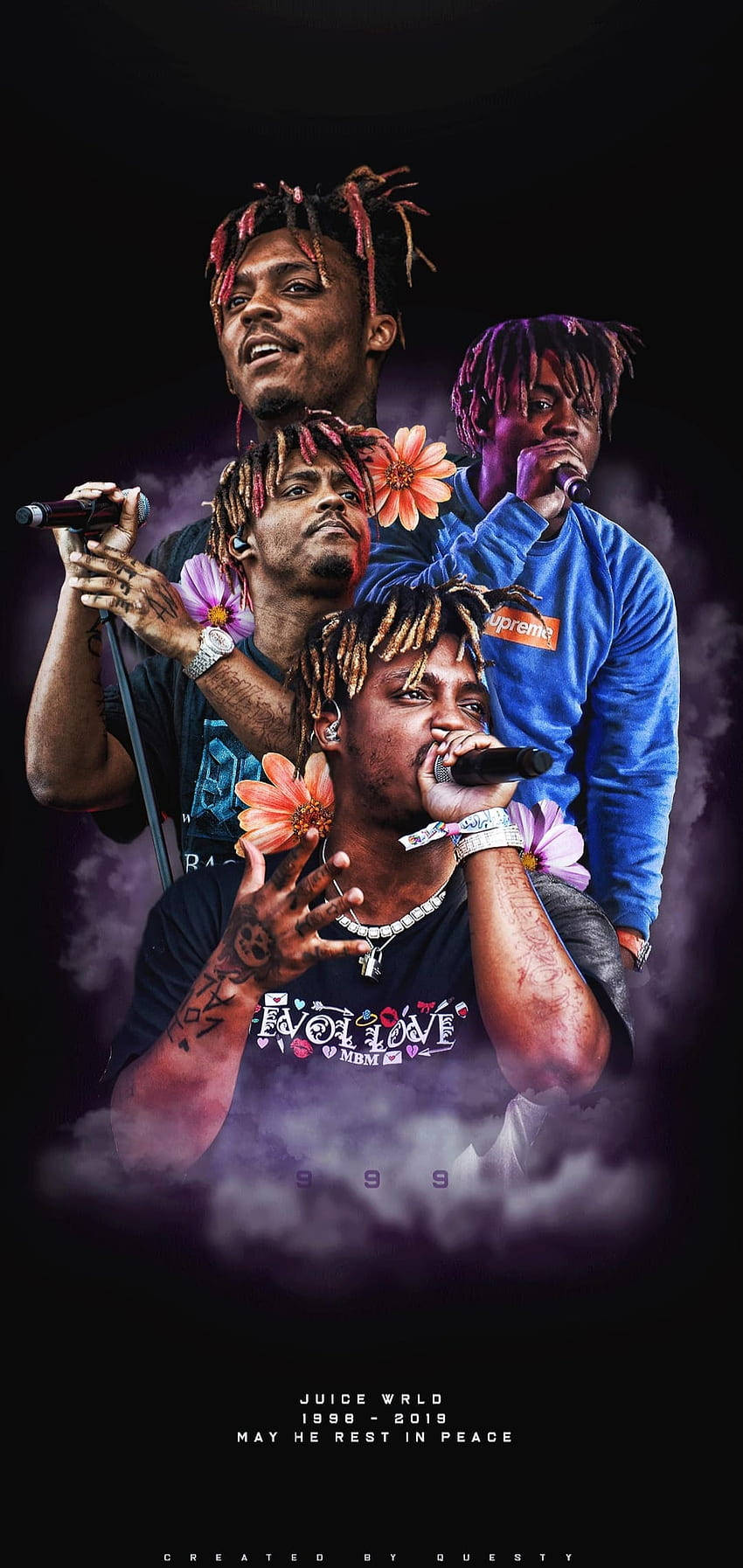 Nakakapukawang Artistikong Representasyon ni Juice Wrld na may Telepono Wallpaper