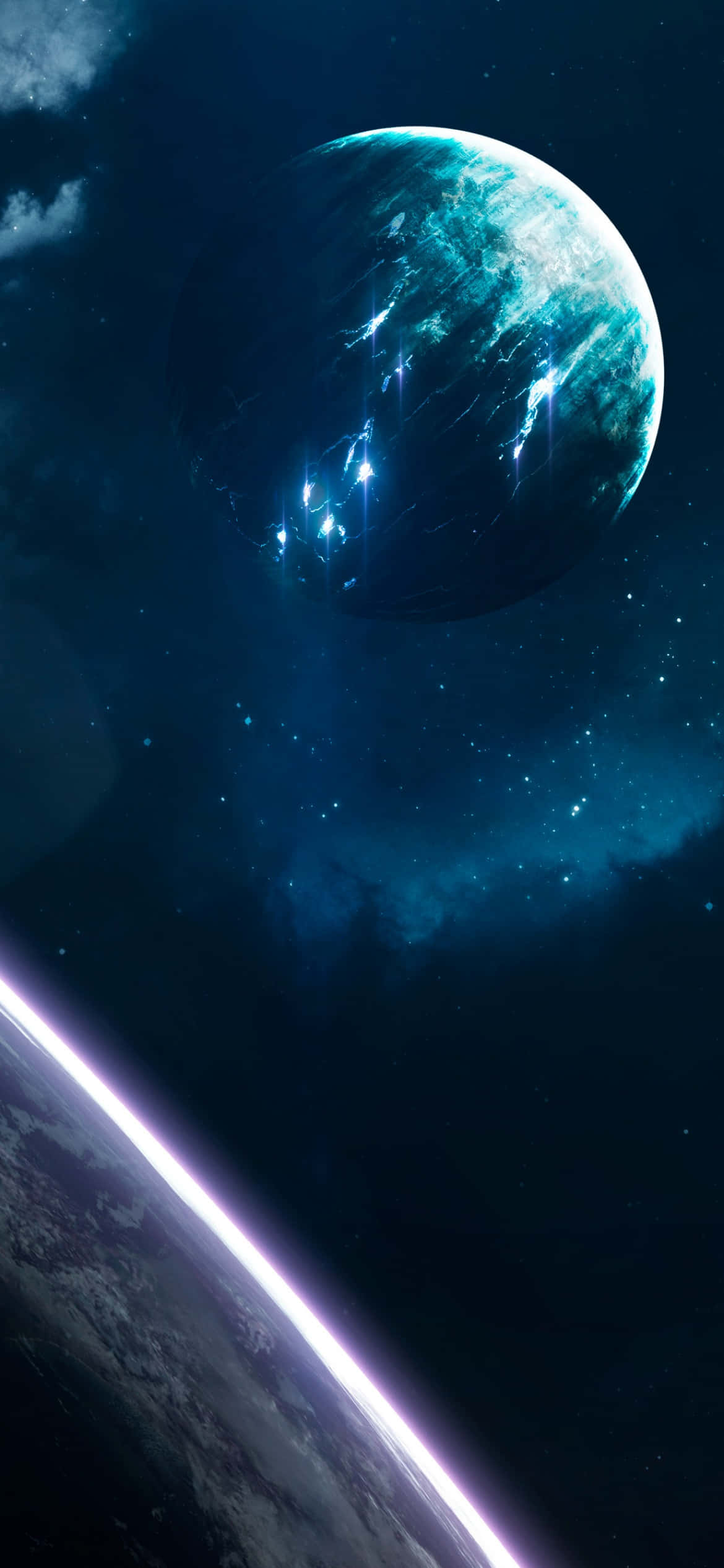 Karanasan ang galaxy gamit ang Blue Galaxy iPhone Wallpaper