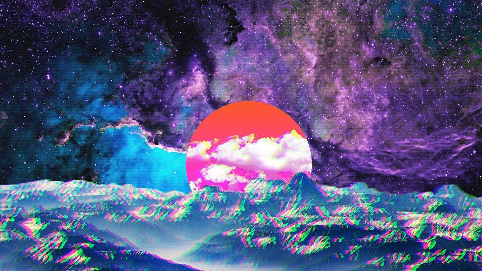 Kapansin-pansing Holographic Moon Art Wallpaper