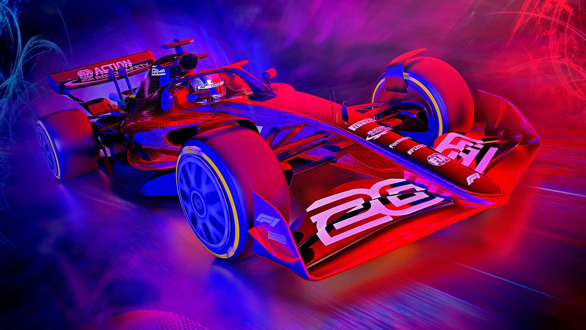 F1 Game Race Car Purple At Red Aesthetic Wallpaper