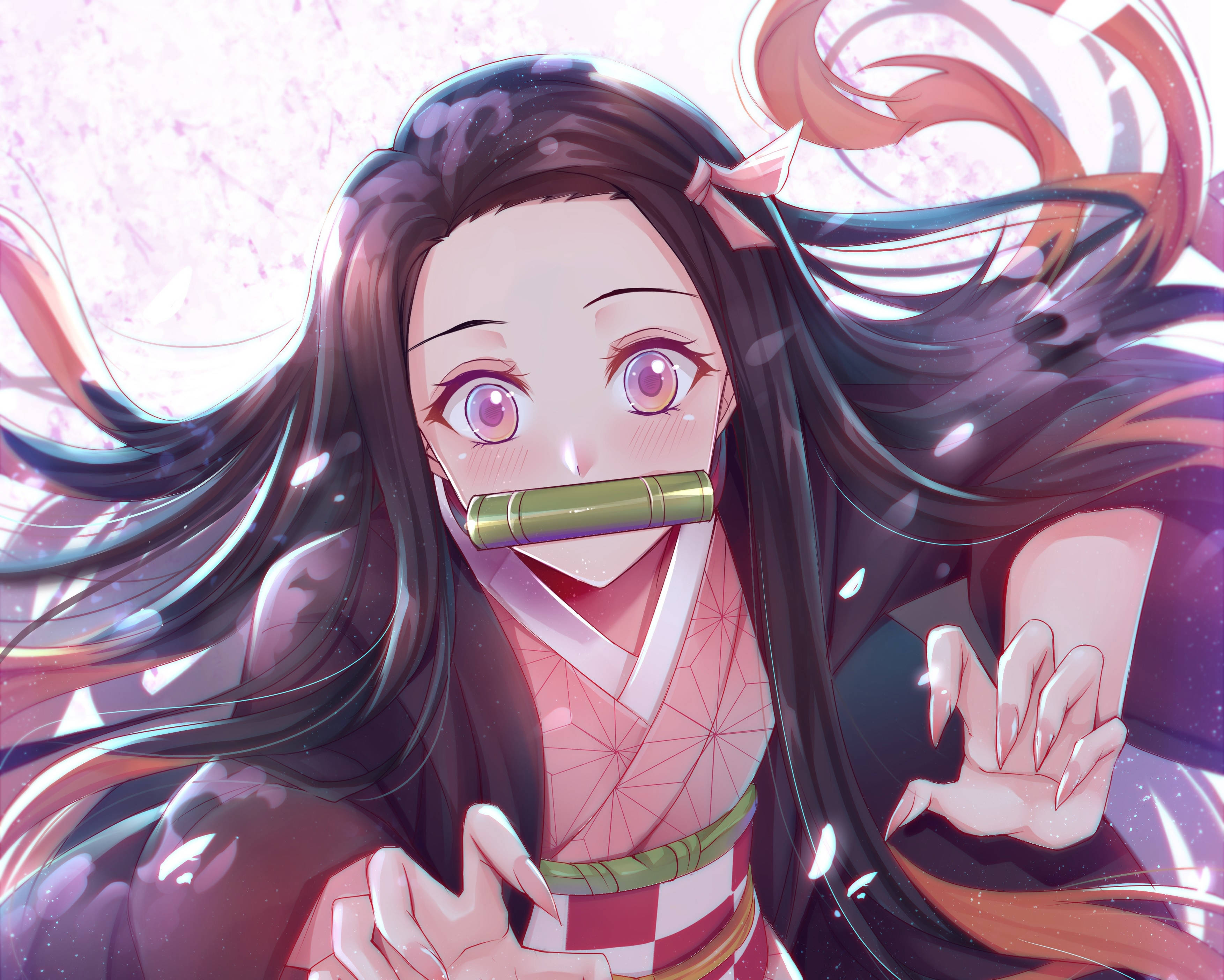 Fanart ni Nezuko mula sa Demon Slayer 4K Wallpaper