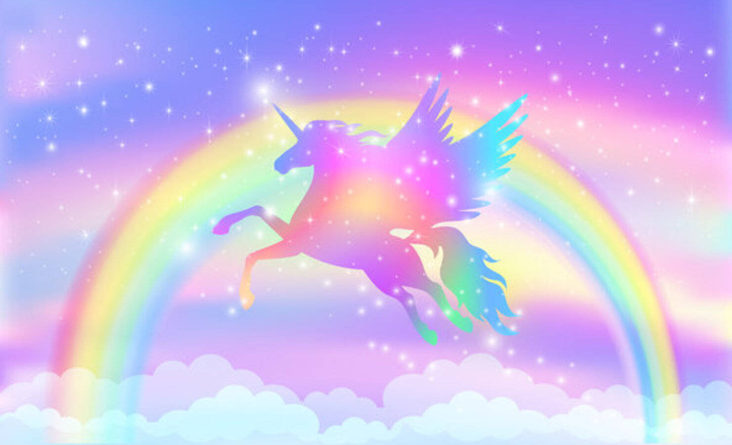 Fantasy Galaxy Unicorn At Rainbow Wallpaper
