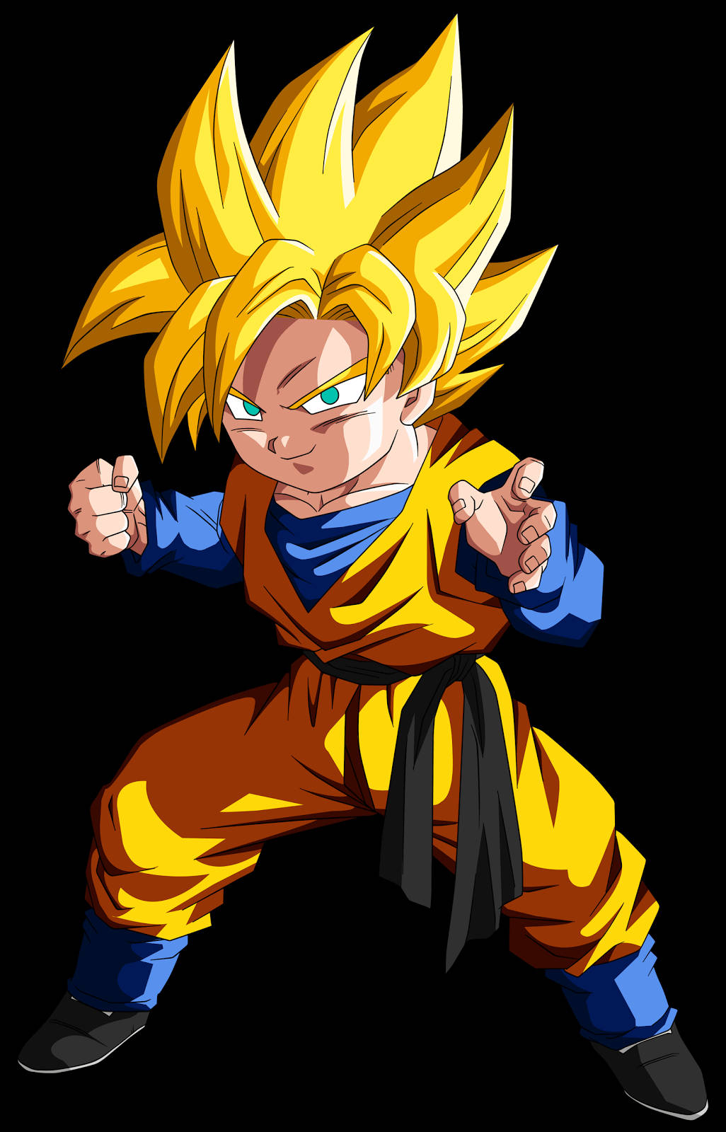 Fiery Power Unleashed - Goten in Super Saiyan Transformation Wallpaper