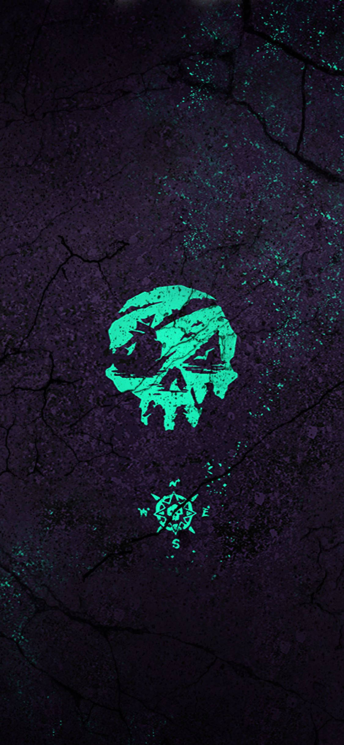 Hanapin ang iyong daan sa gitna ng Sea of Thieves na may logo na bungo at compass. Wallpaper