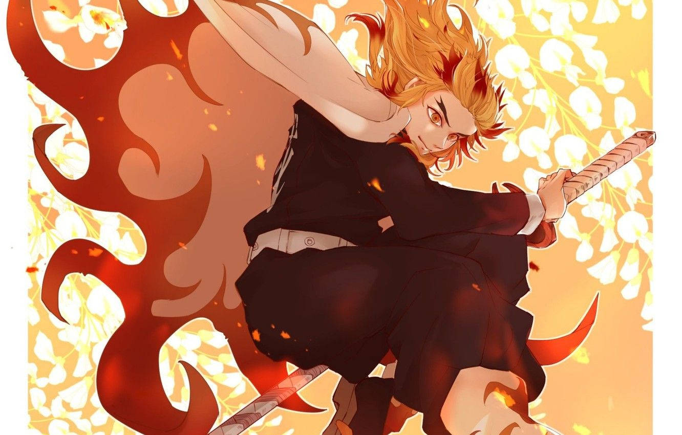 Fire Hashira Rengoku mula sa Anime Demon Slayer Wallpaper