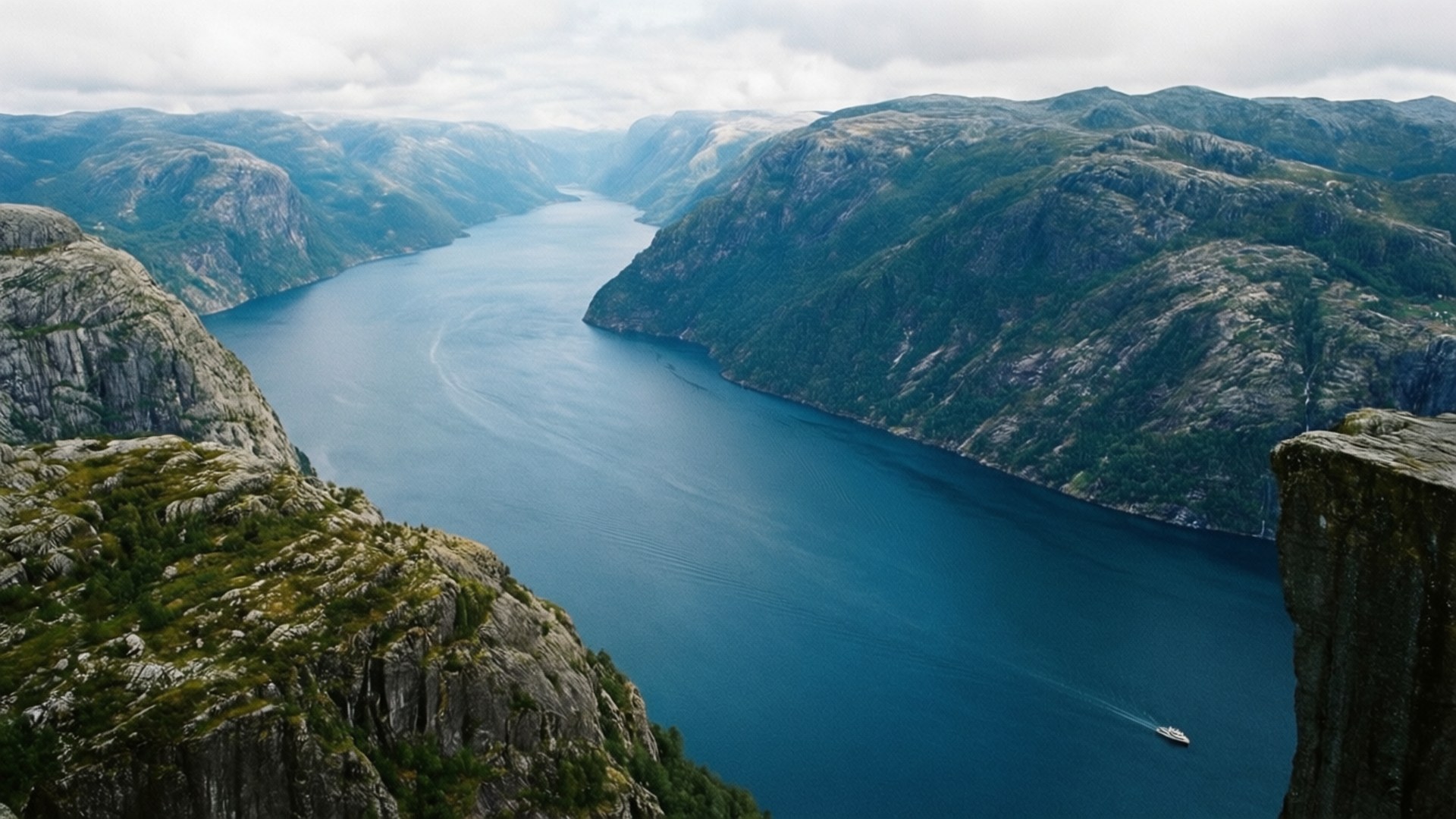Fjord Cliffs Mist Wallpaper