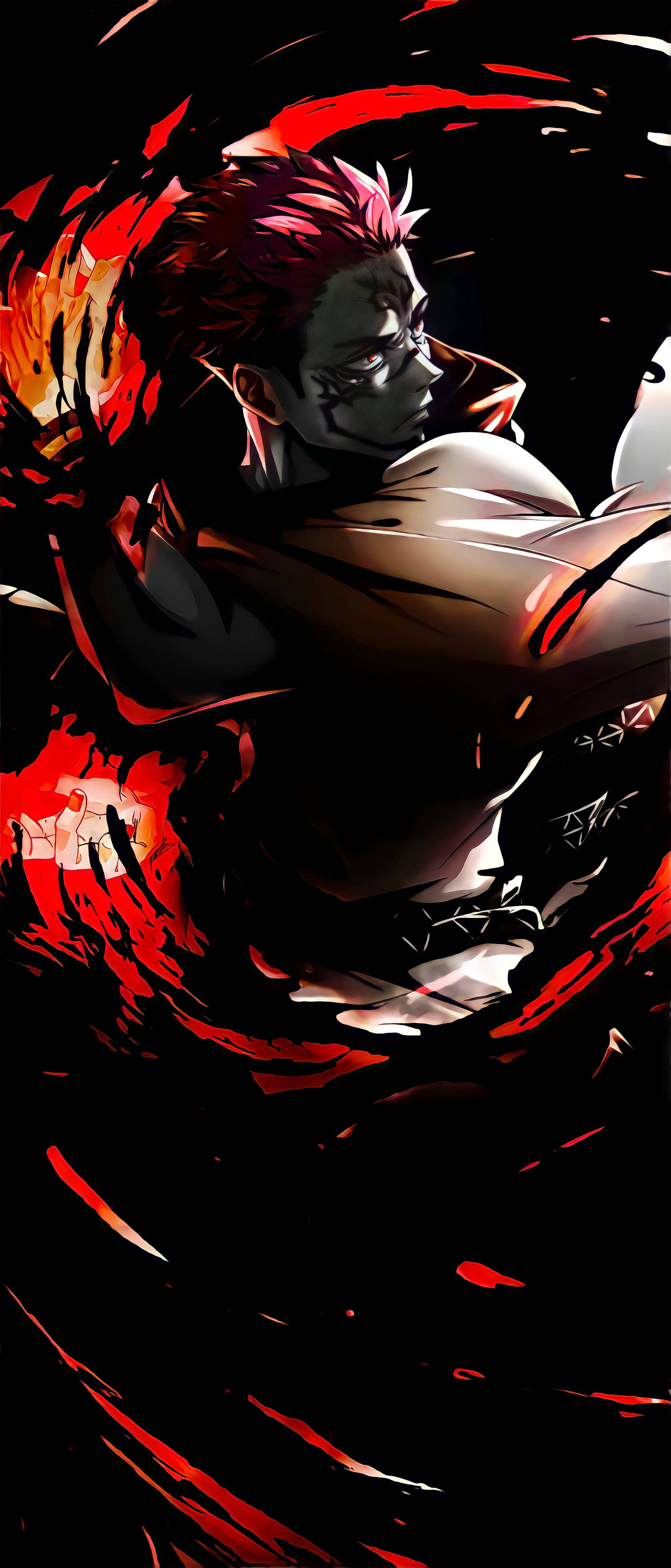 Nag-aapoy na Sukuna Fan Art Wallpaper