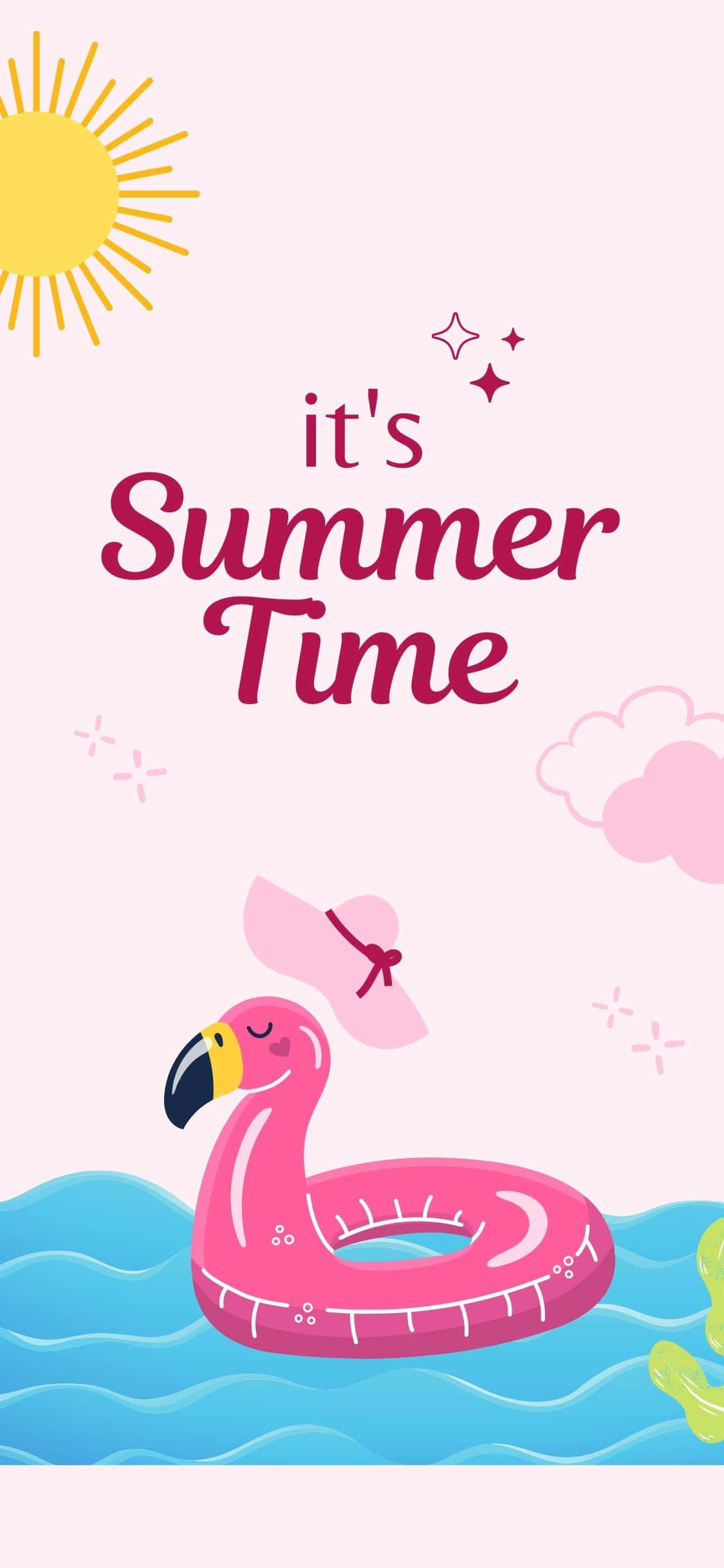 Lifebuoy na may Disenyong Flamingo na Background ng Tag-init para sa iPhone X Wallpaper