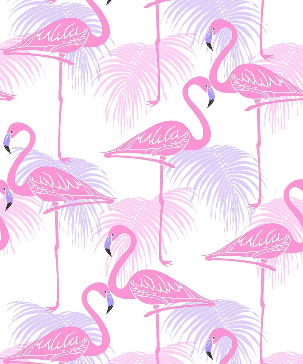 Flamingo Pattern sa Pink at Lilac Wallpaper