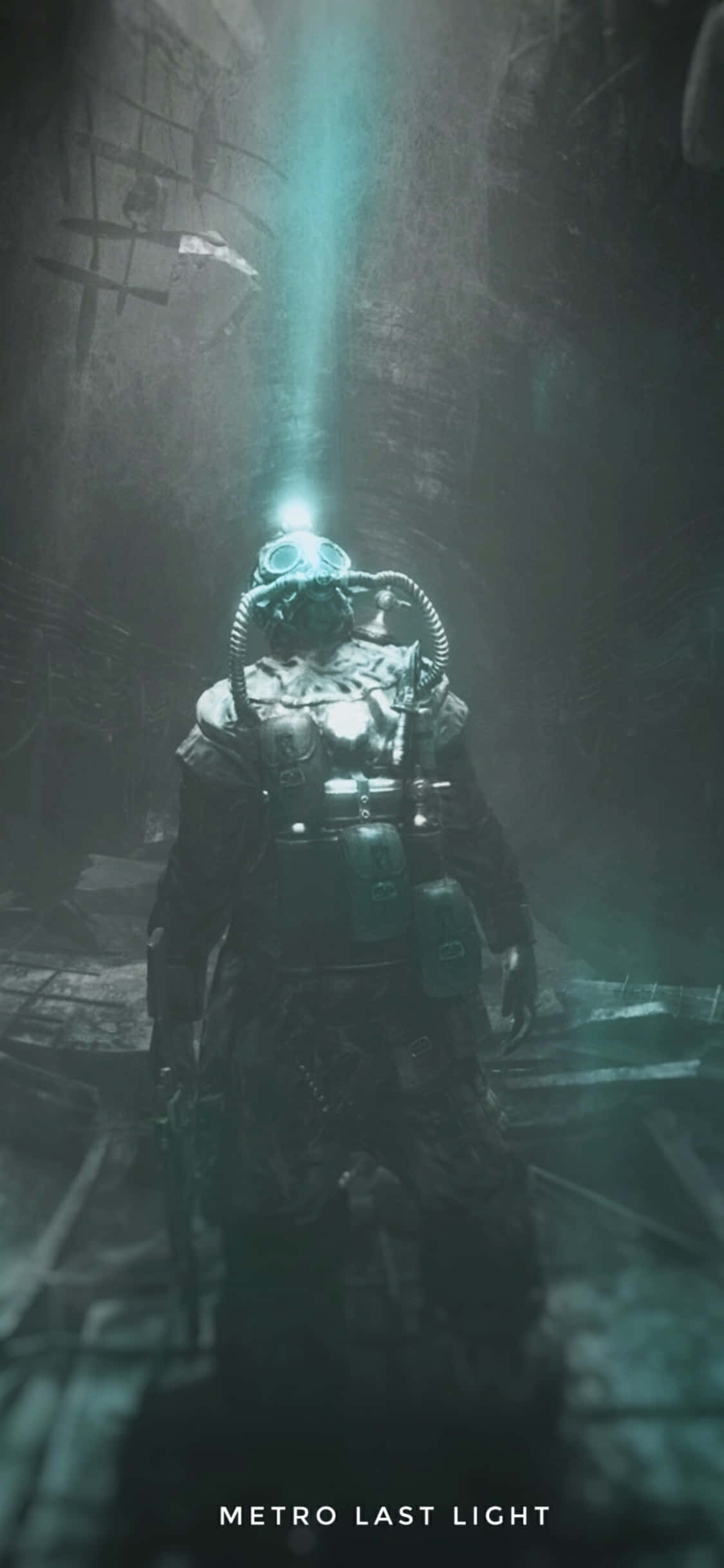Flashlight Sa Gas Mask iPhone X Metro Last Light Background Wallpaper