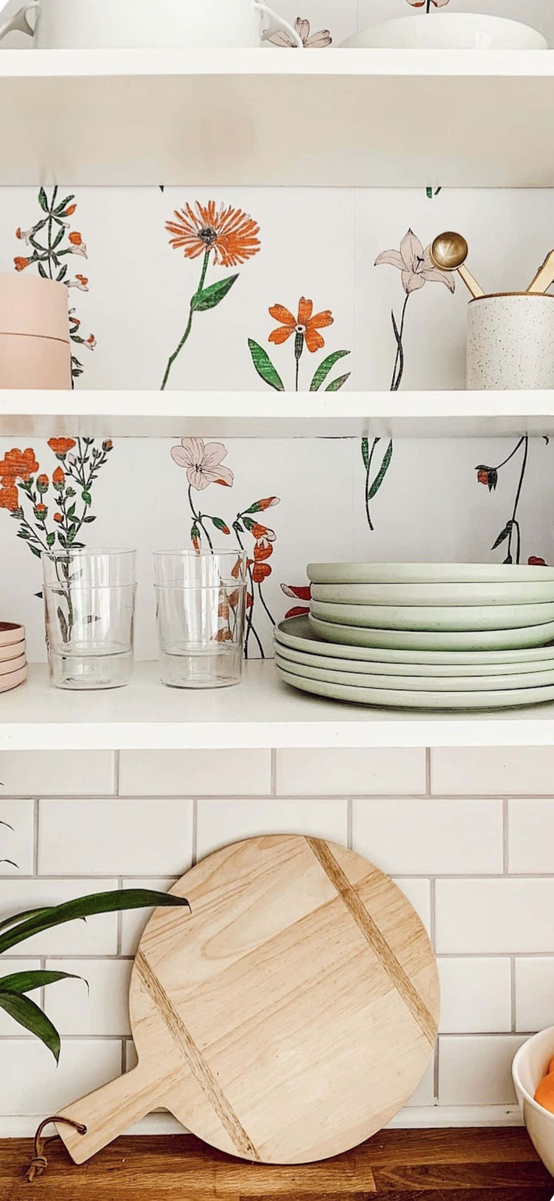 Floral Interior iPhone X Kitchen Background Wallpaper
