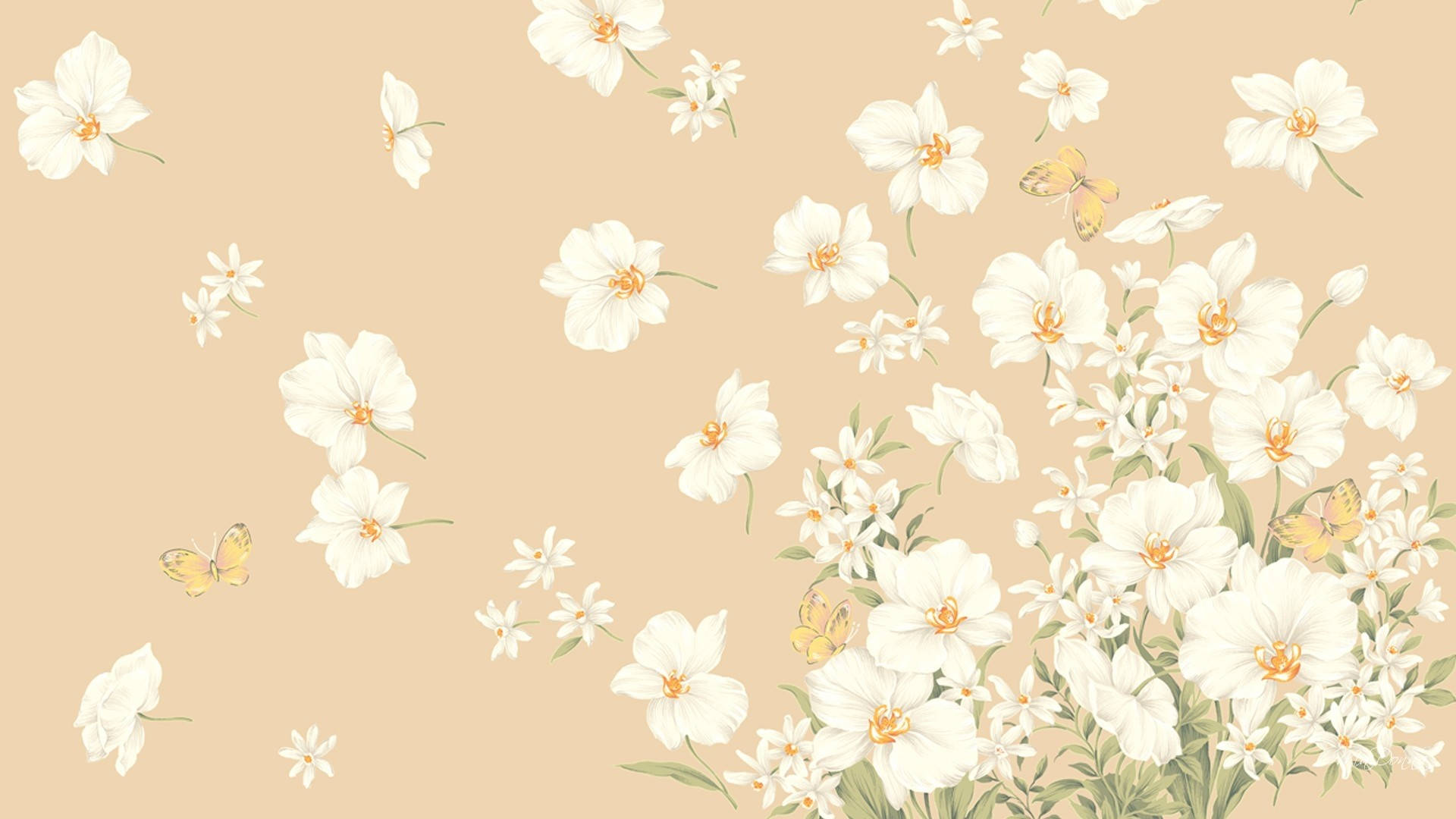 Flowery Beige Aesthetic na Laptop Wallpaper