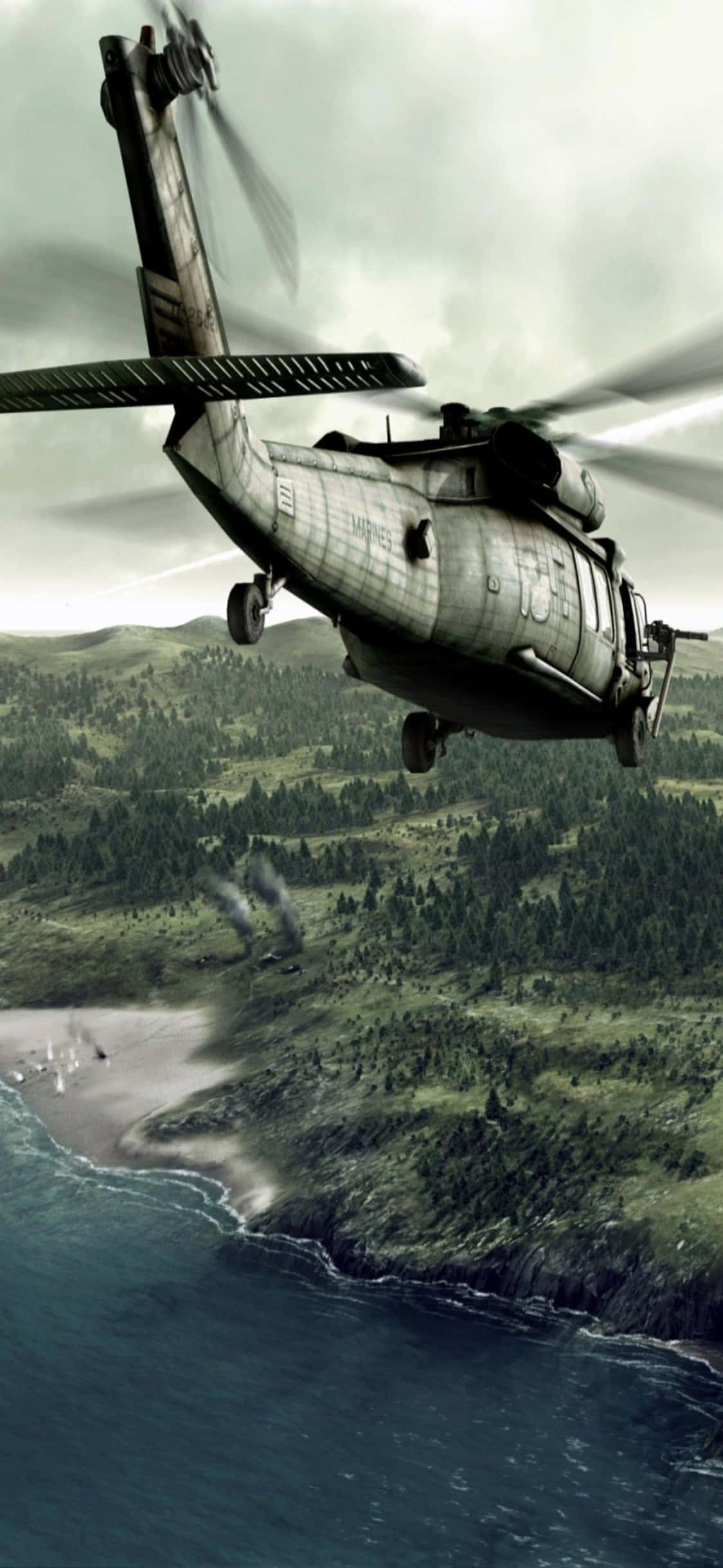 Lumipad nang mataas gamit ang bagong iPhone Xs Helicopter Wallpaper