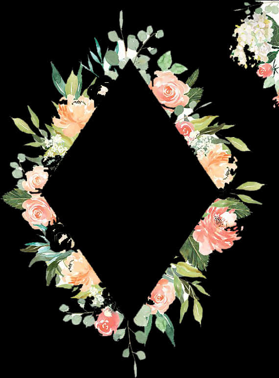 Frame ng Bulaklak na Itim na Background Wallpaper