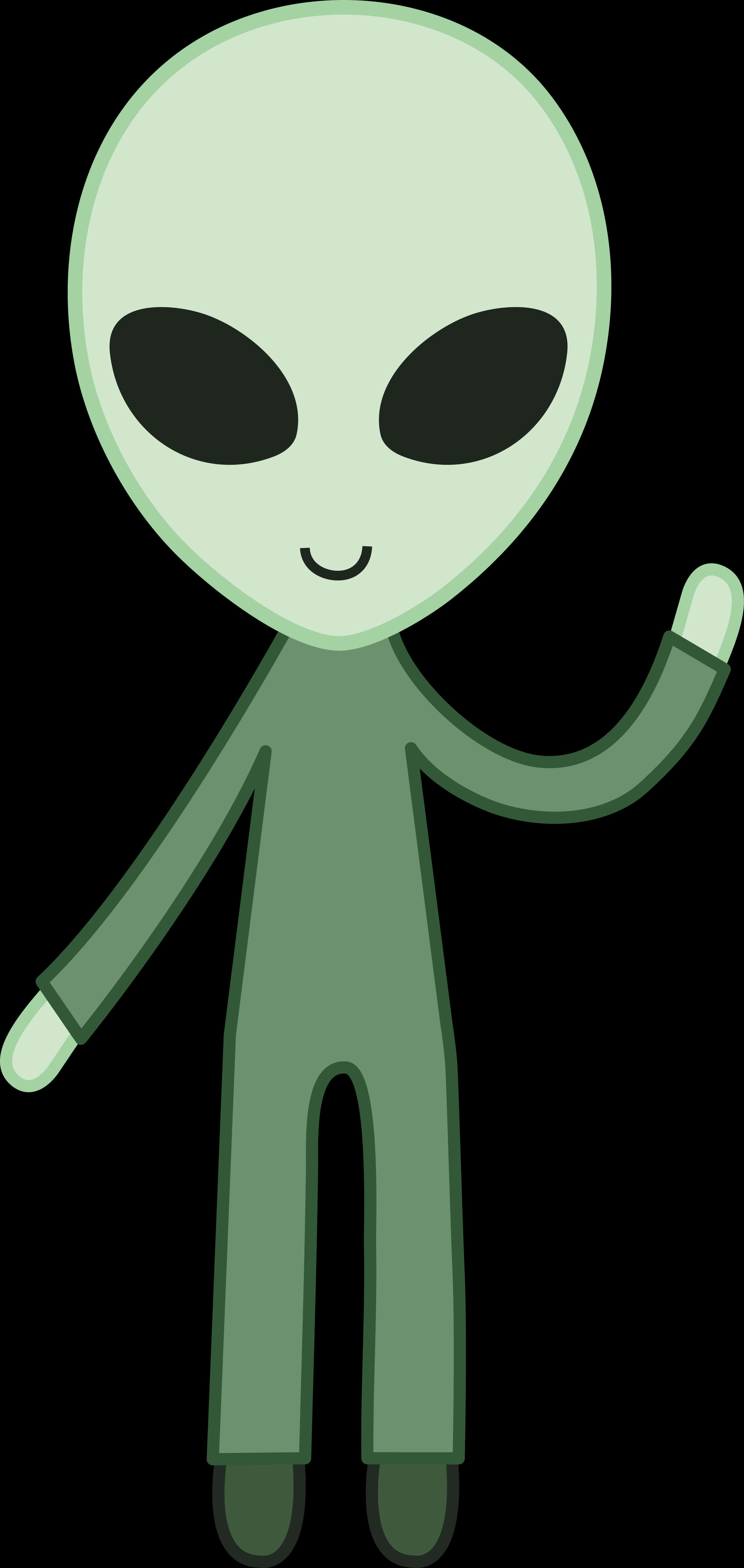 Palakaibang Cartoon Alien na Kumakaway Wallpaper