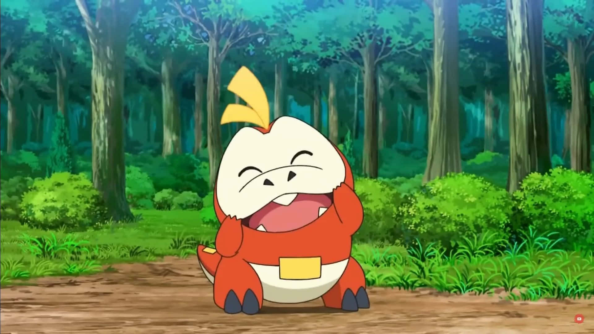 Fuecoco Pokemon Na May Likas Na Background Wallpaper