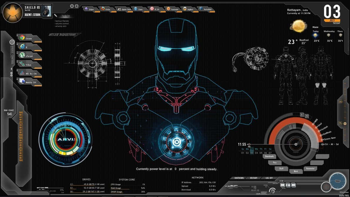 Futuristic Interface ng Iron Man Jarvis Desktop Wallpaper