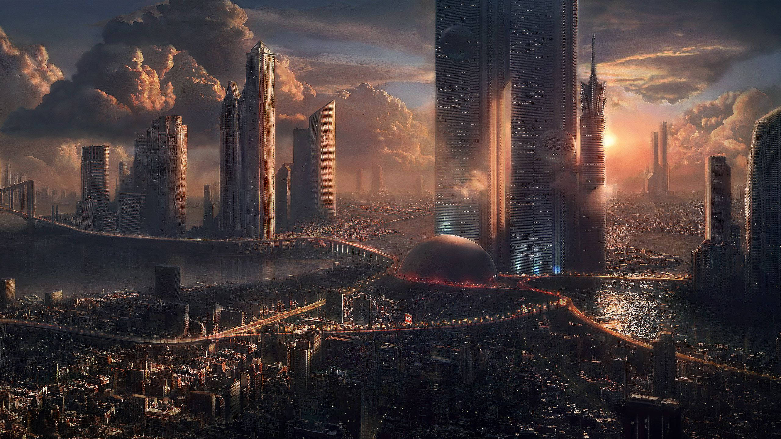 Futuristikong Industrial na Siyudad Wallpaper