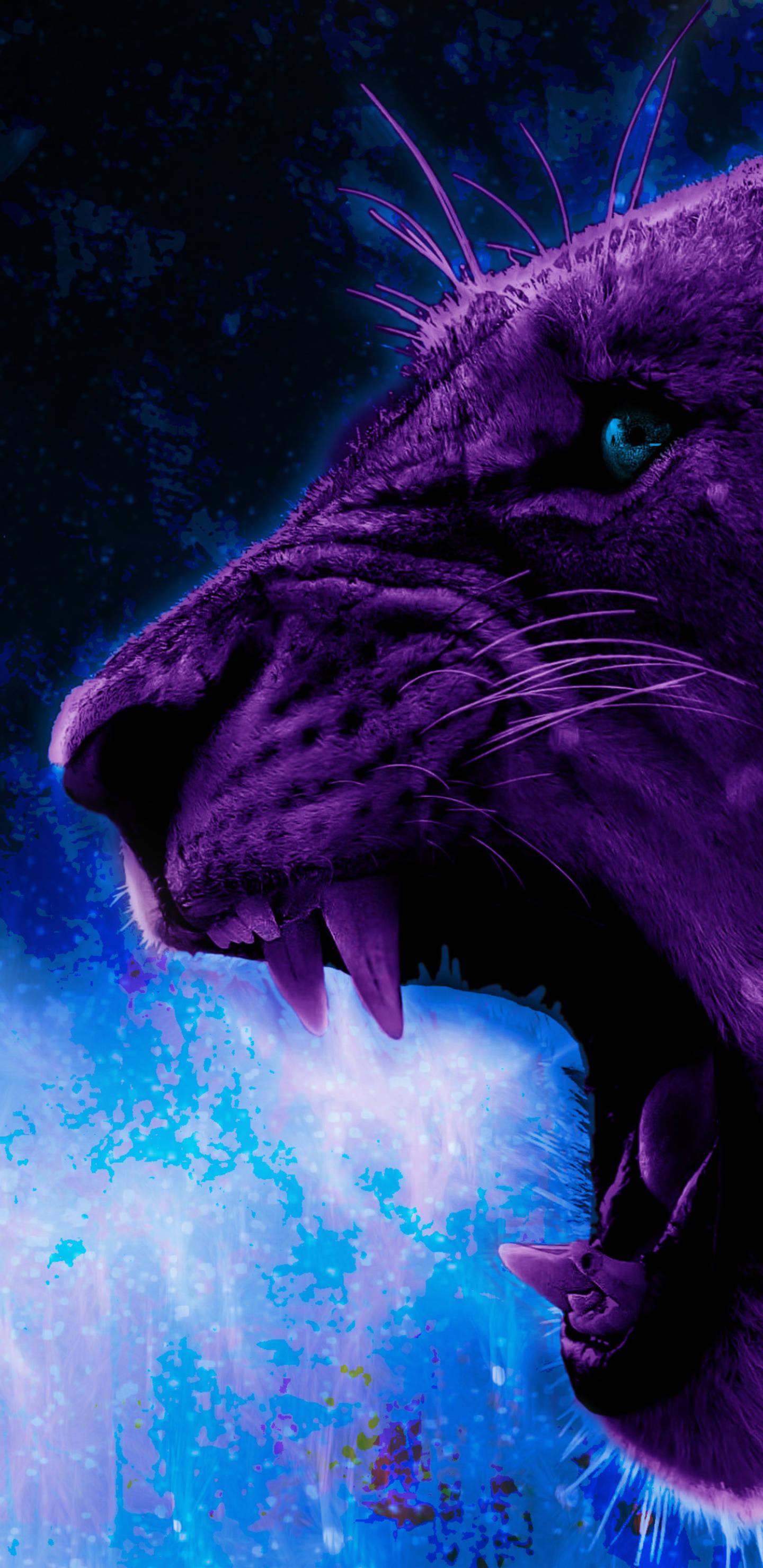Galaksiyang May Mabangis na Lilang Leon Wallpaper