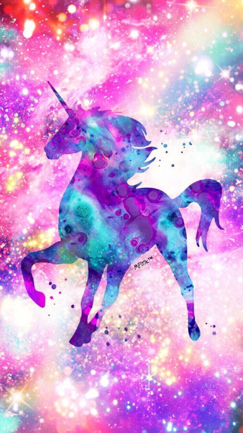 Galaxy Unicorn Sa Glitter na Background Wallpaper