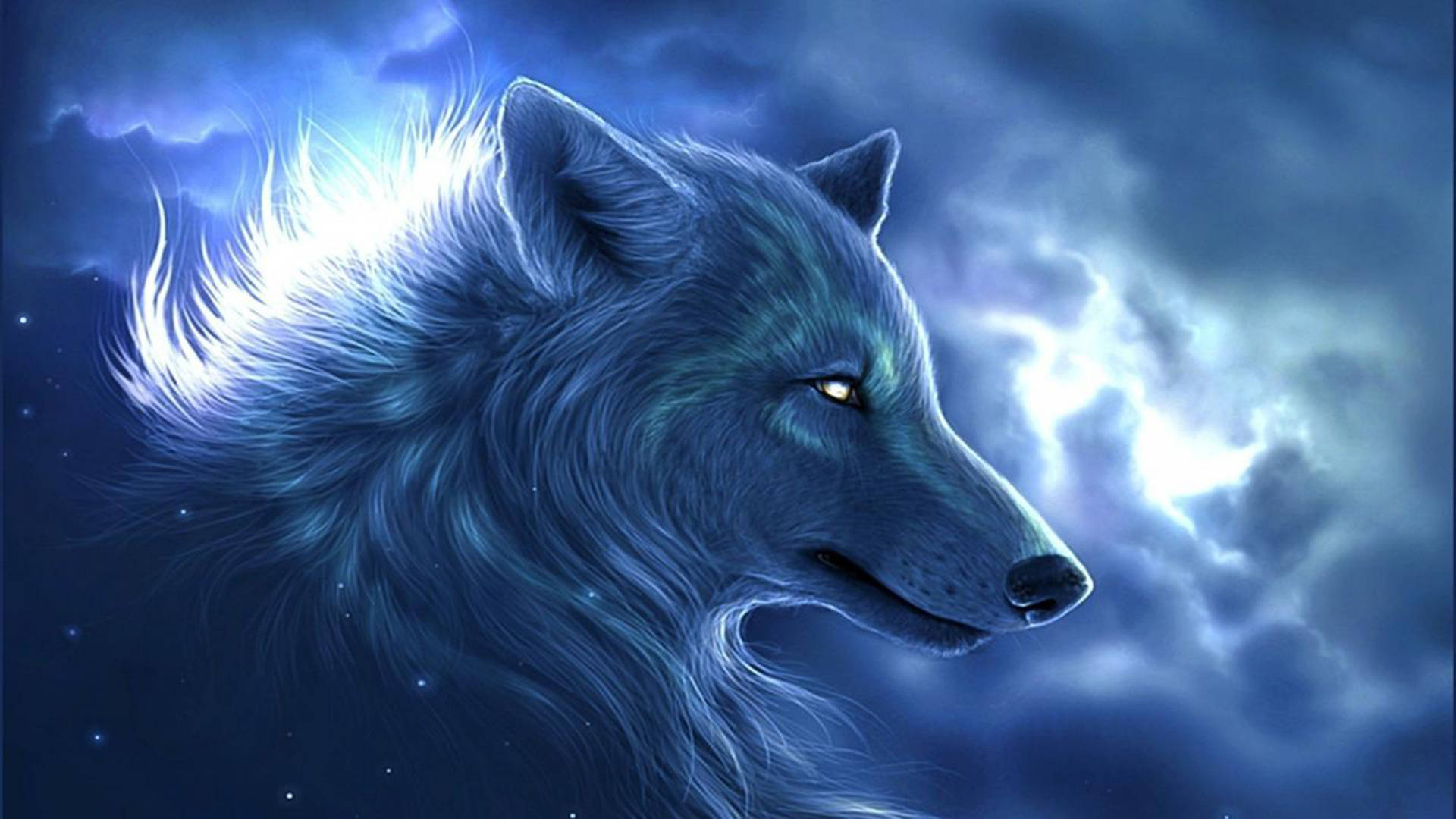 Galaxy Wolf sa Nagliliyab na Kalangitan Wallpaper
