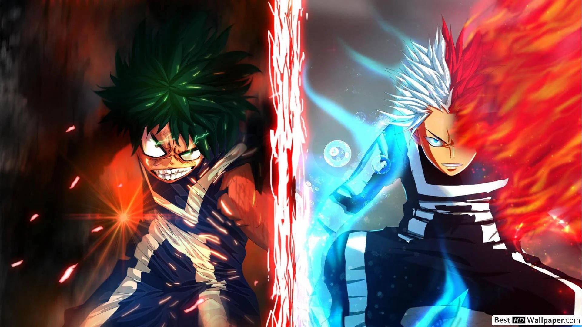 Galit na Midoriya at Cute na Todoroki Wallpaper