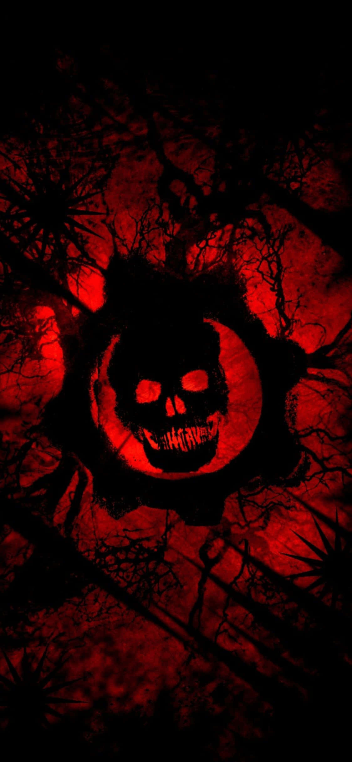 gears of war logo sa pula at itim Wallpaper