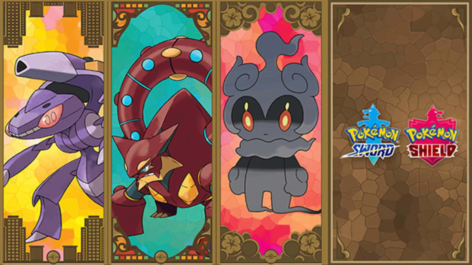 Genesect Nakikipaglaban kay Volcanion at Marshadow Wallpaper