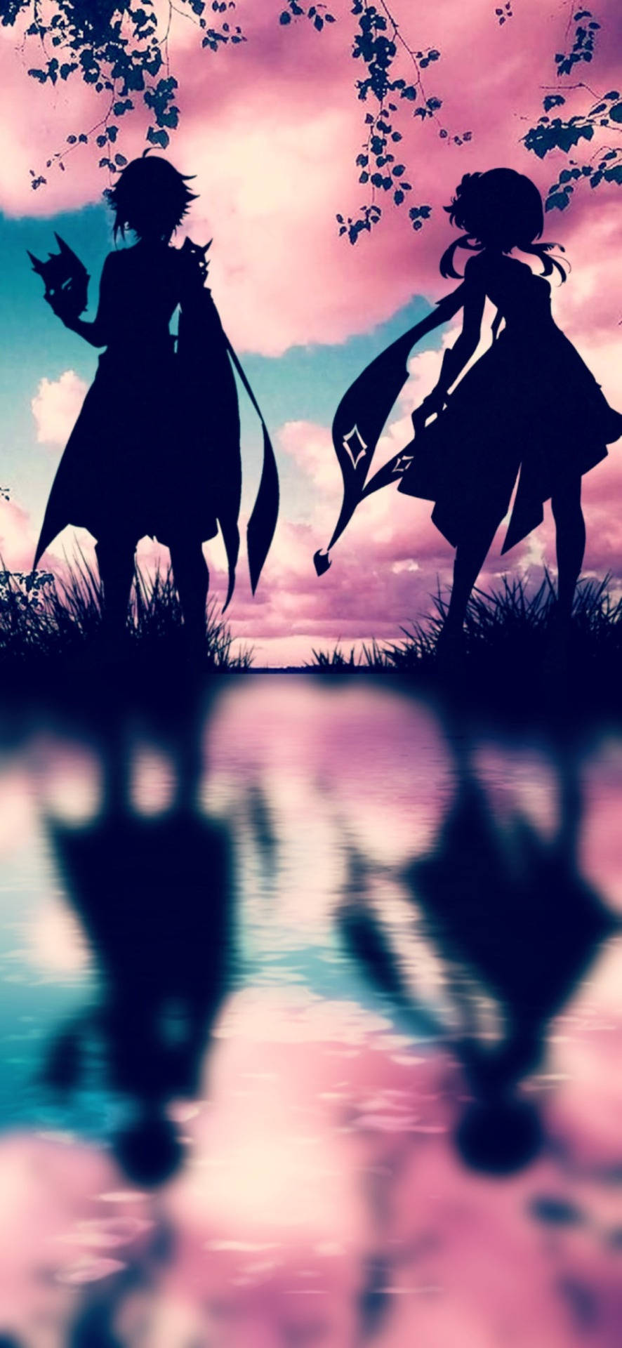 Genshin Impact Silhouette At Reflection Wallpaper