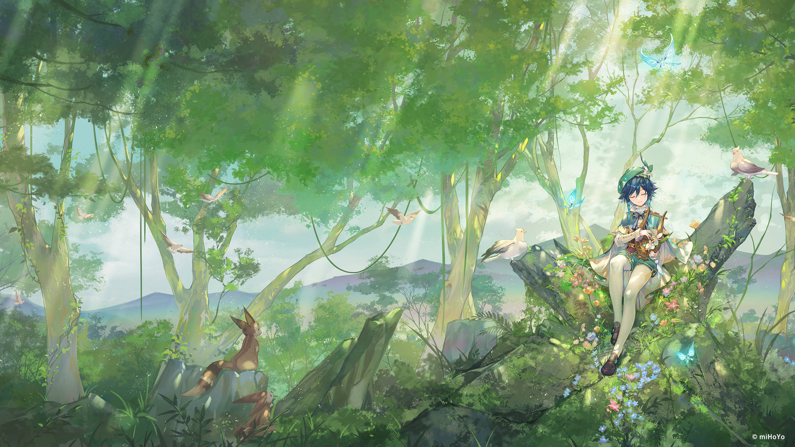 Genshin Venti Sa Kalikasan Wallpaper