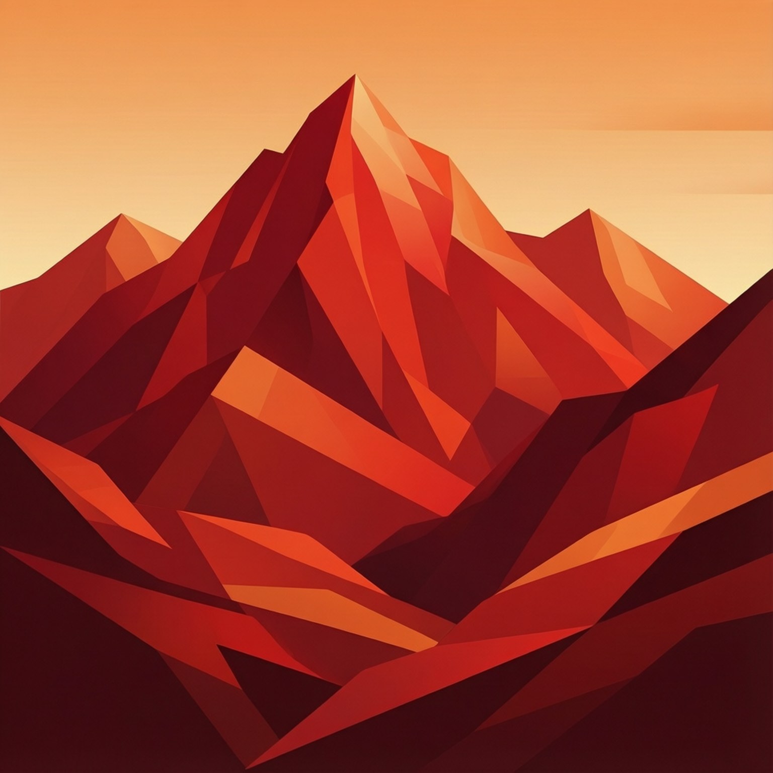 Geometric na Pulang Bundok Wallpaper