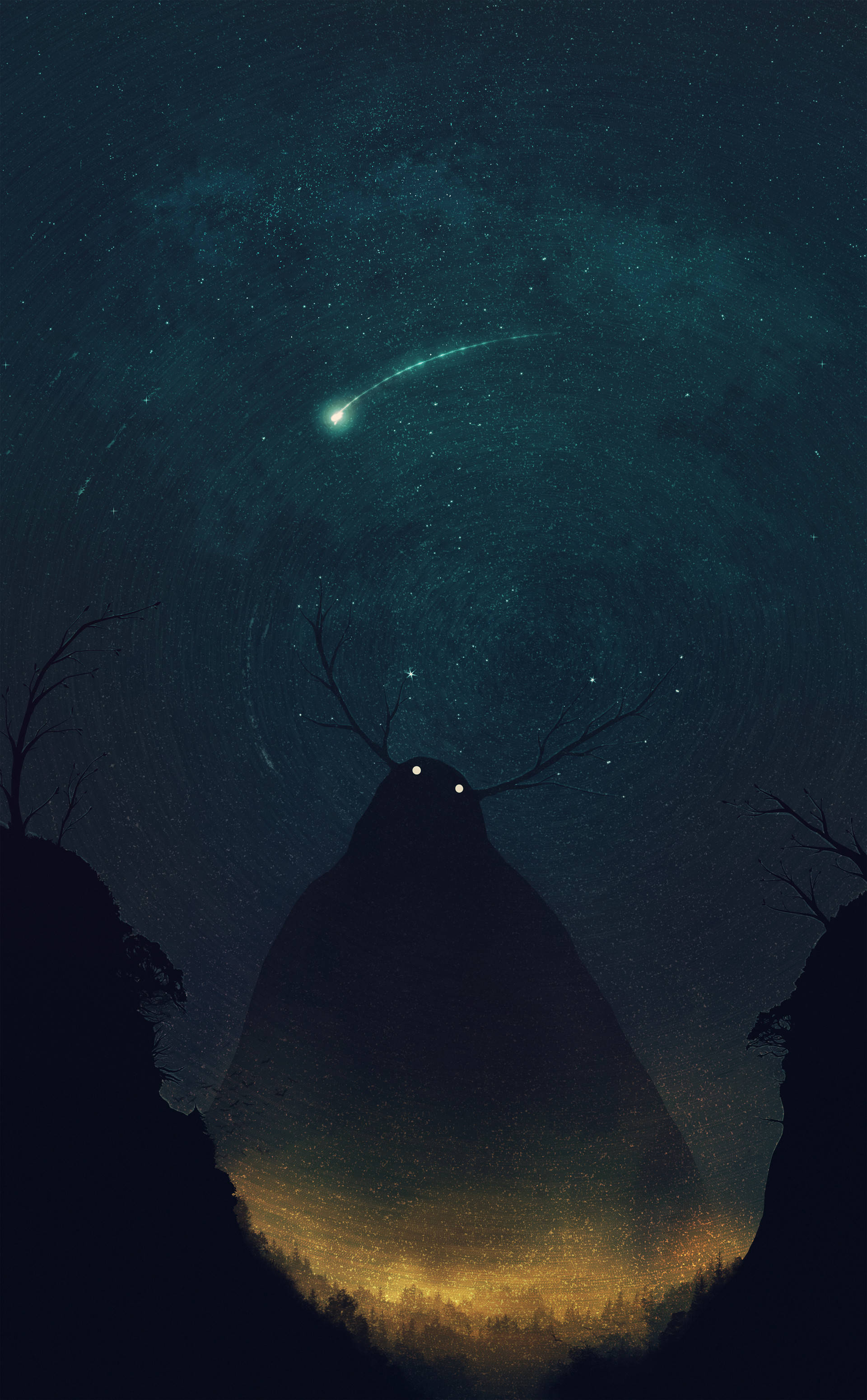 Giant Monster Ghost na Nagliling sa mga Anino Wallpaper