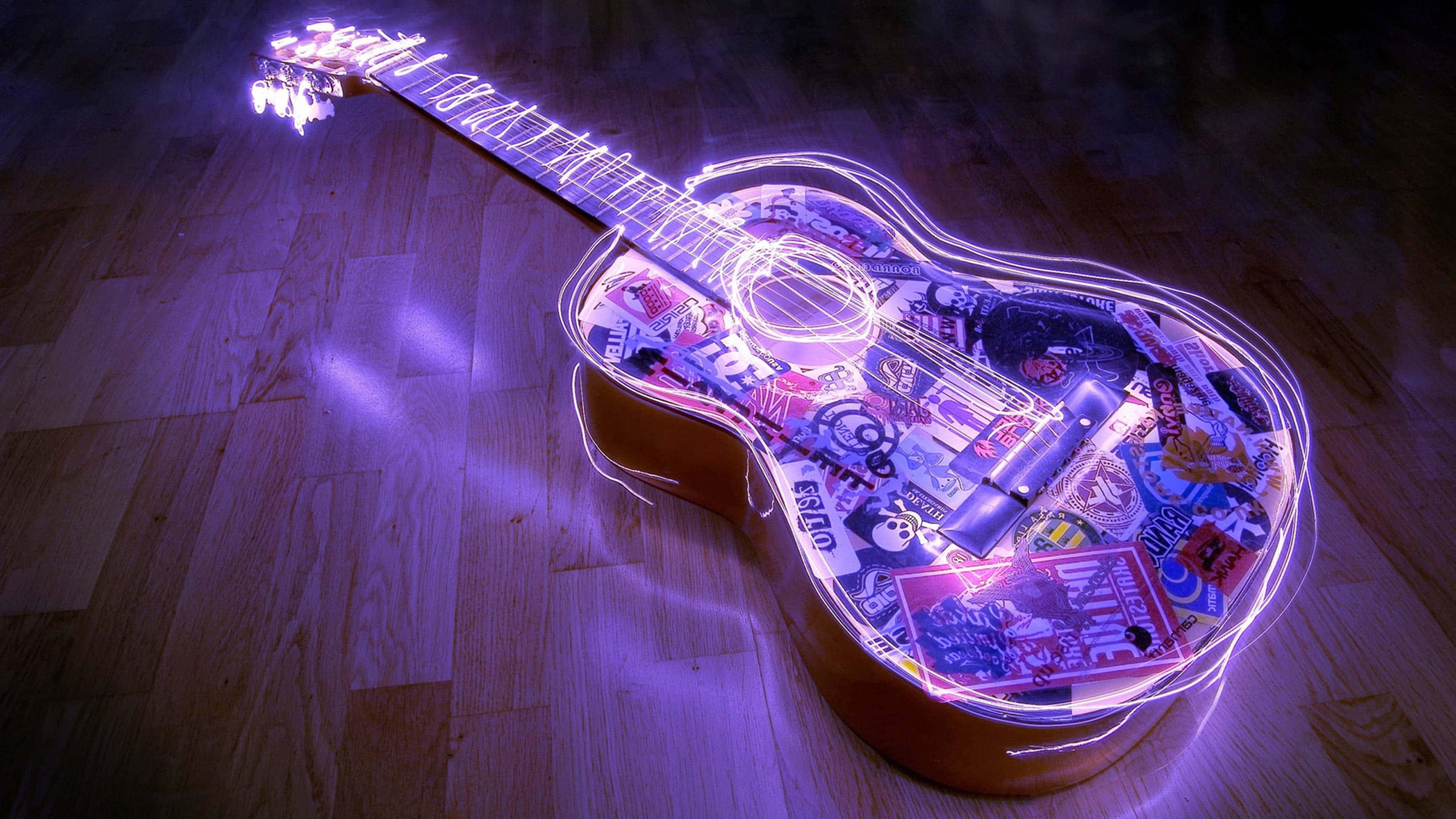 Gitara Aesthetic Purple Neon Art Wallpaper