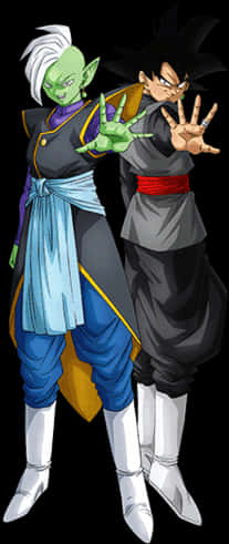 Goku at Zamasu na Nagpo-posing sa Dragon Ball Wallpaper