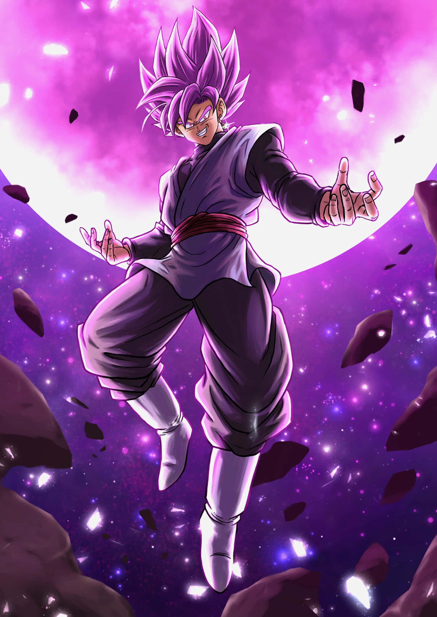 Goku Black na naghahanda sa labanan sa kanyang Super Saiyan Rosé form Wallpaper