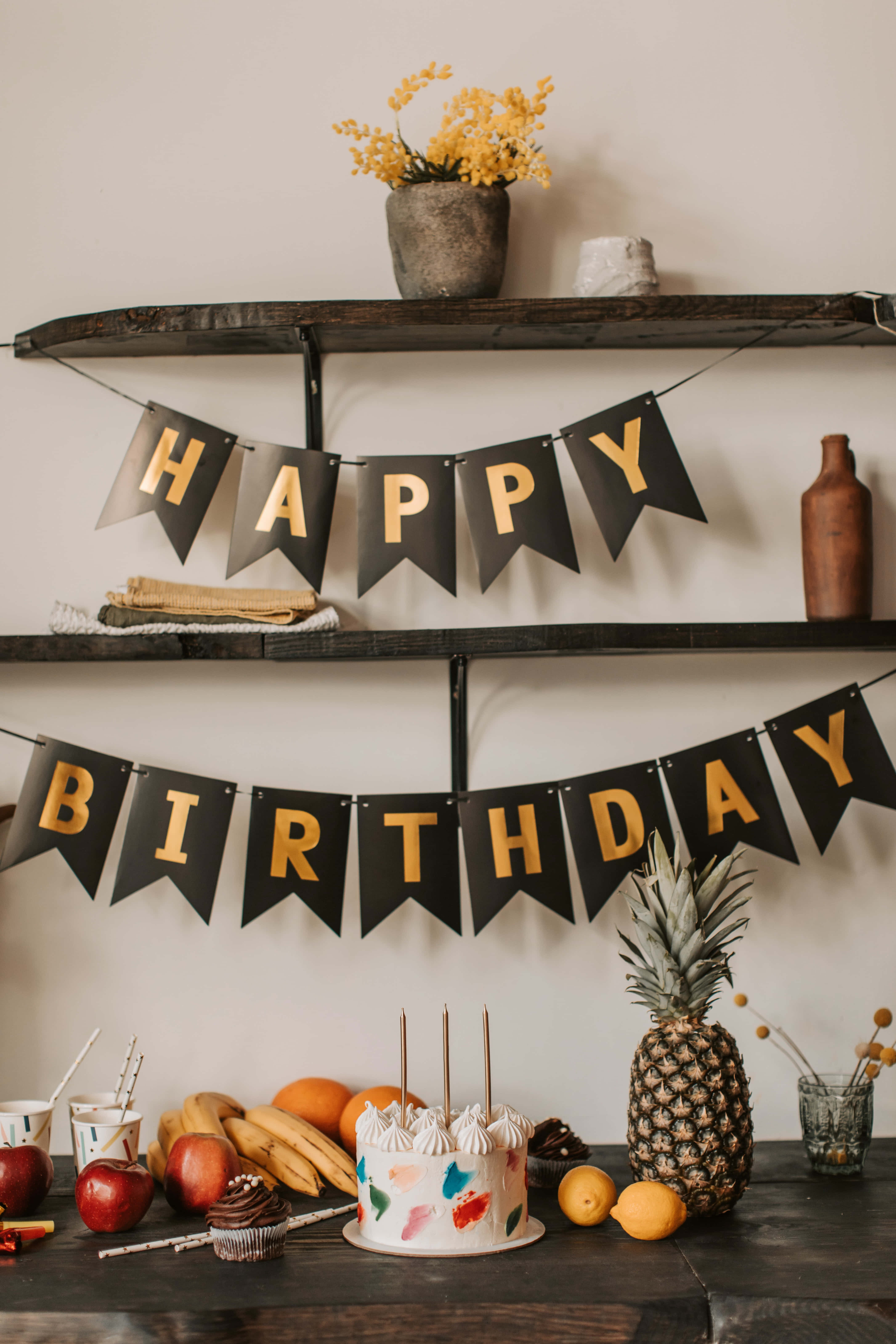 Gold Black Happy Birthday Banner Picture Wallpaper
