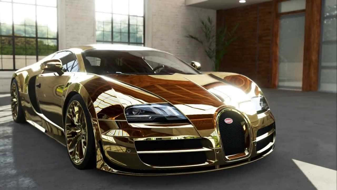 Gold Bugatti Veyron Pinto ng Kotse Wallpaper