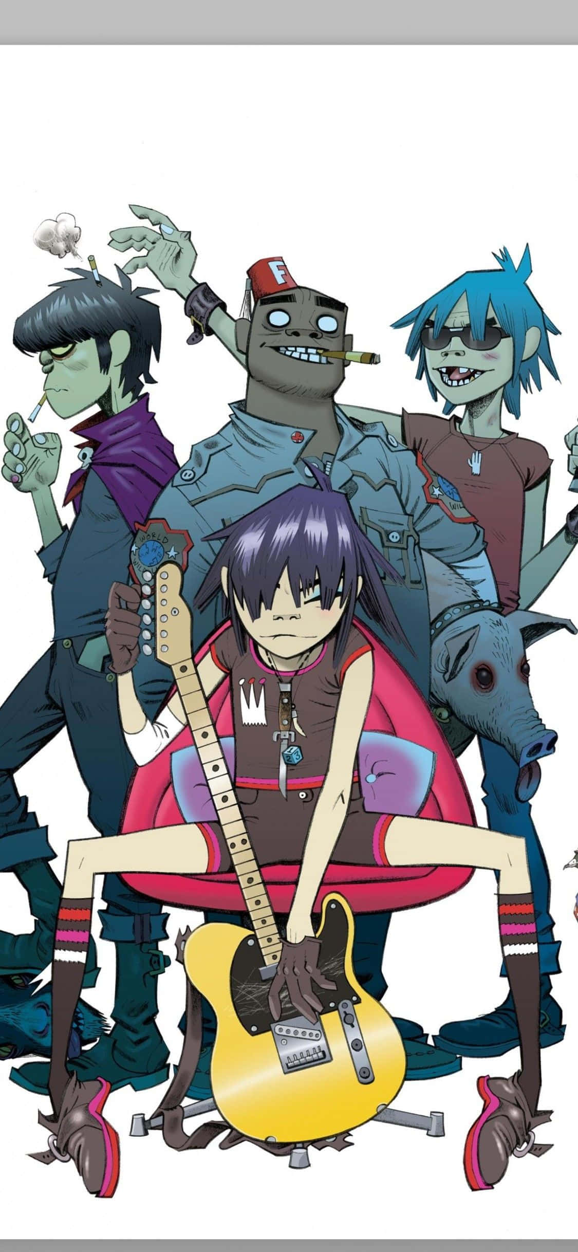 Gorillaz iPhone Band Members Noodle Sa Gitna Wallpaper