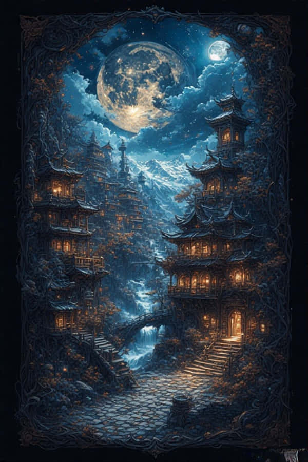 Gothic Inspired Tibet Night Scene Wallpaper 4K Wallpaper