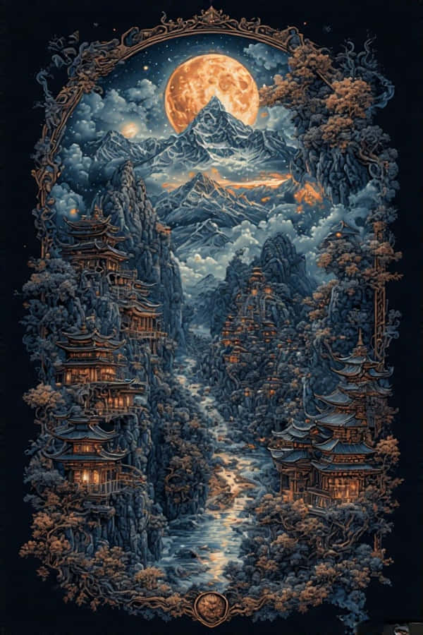 Gothic Inspired Tibet Night Scene Wallpaper 4K Wallpaper