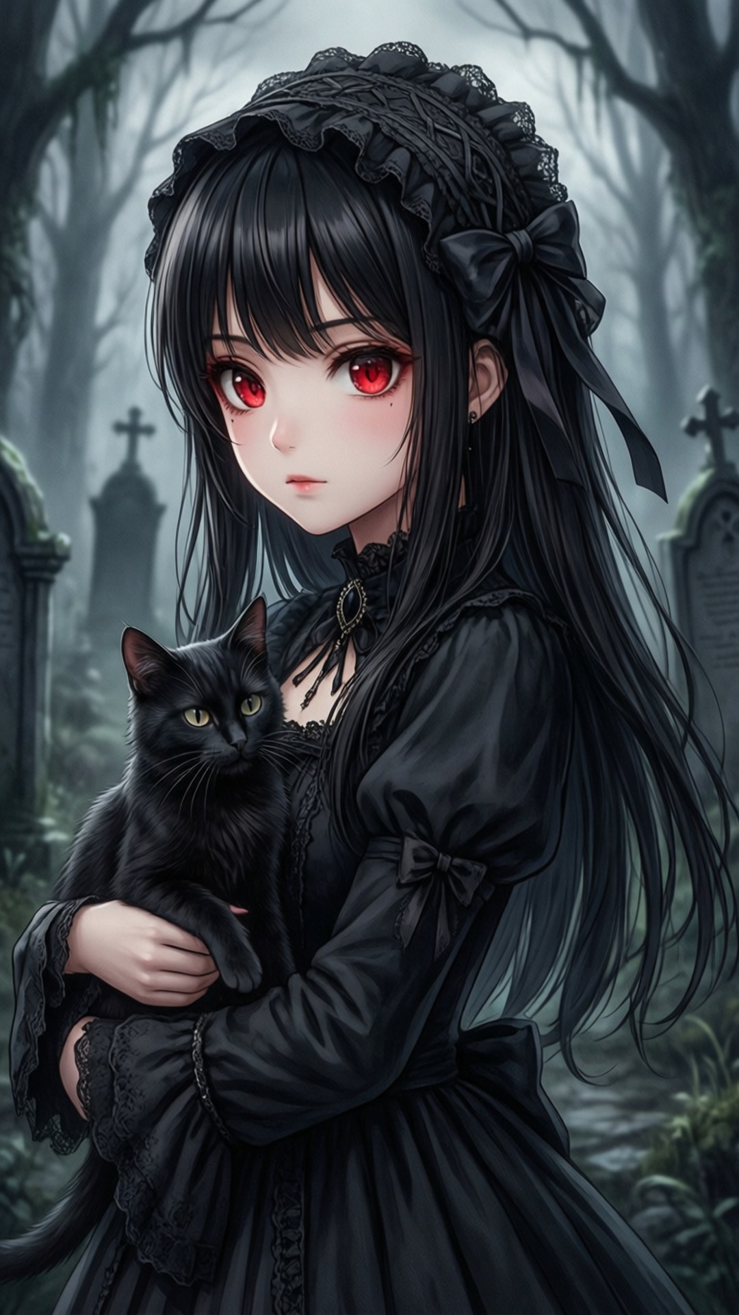Gothic na Babaeng Pusa Wallpaper