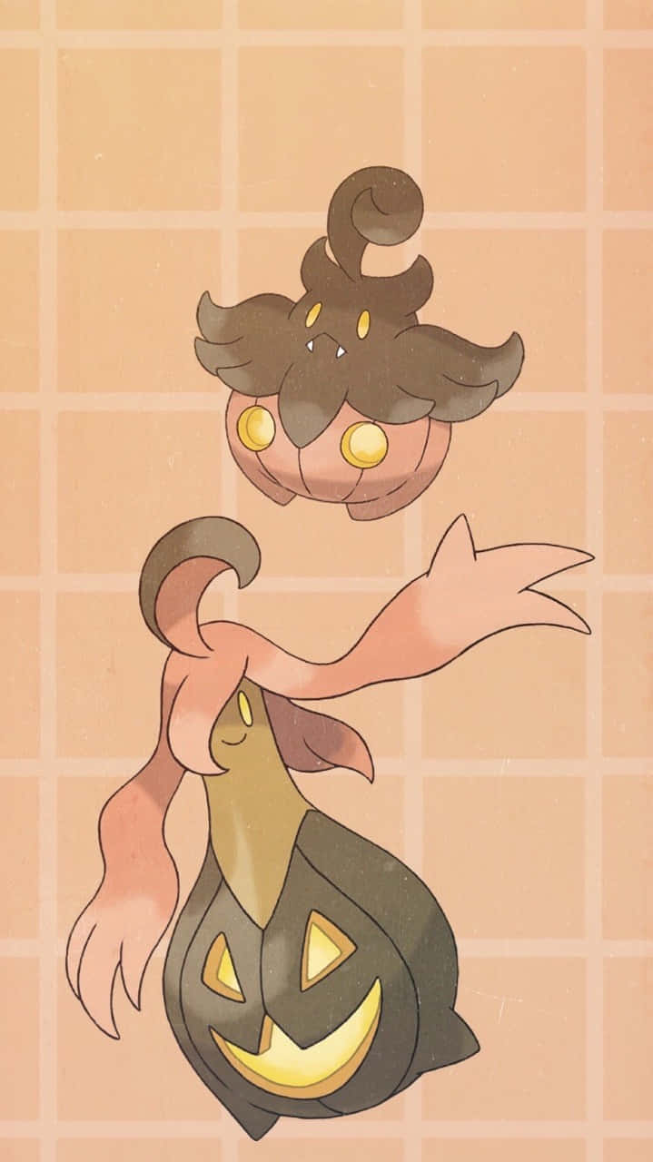 Gourgeist at Pumpkaboo sa Grid na Background Wallpaper