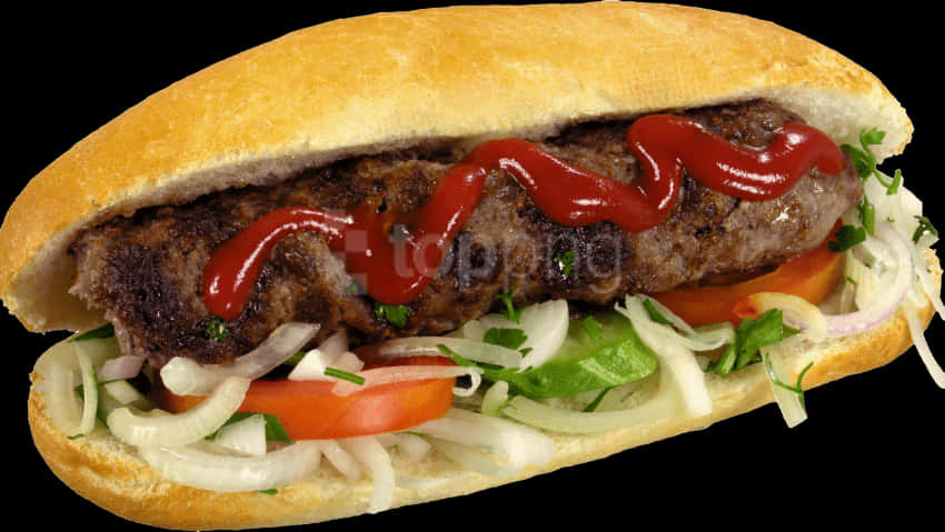 Gourmet Grilled Hot Dog na may Toppings Wallpaper