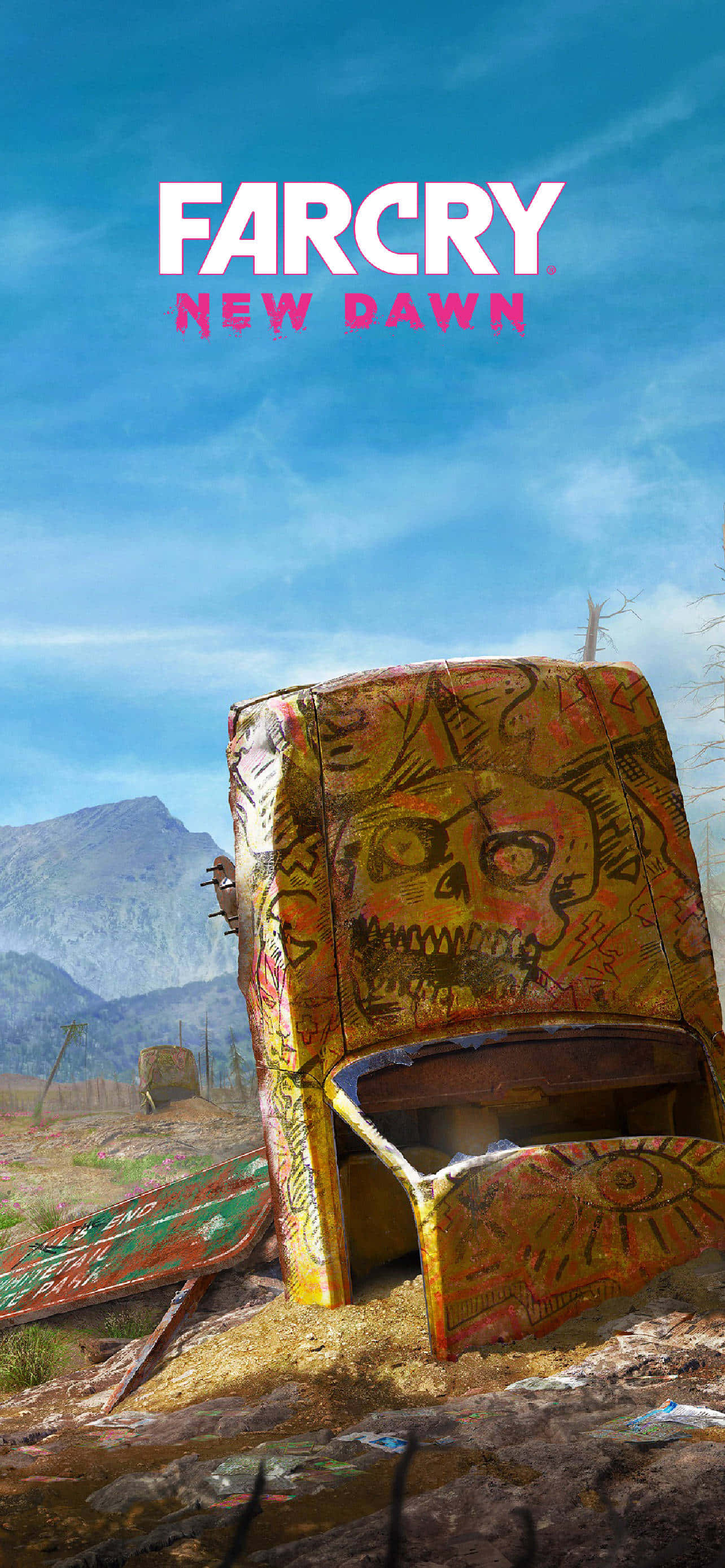 Graffiti Yellow Car Pixel 3 Far Cry New Dawn Background Wallpaper