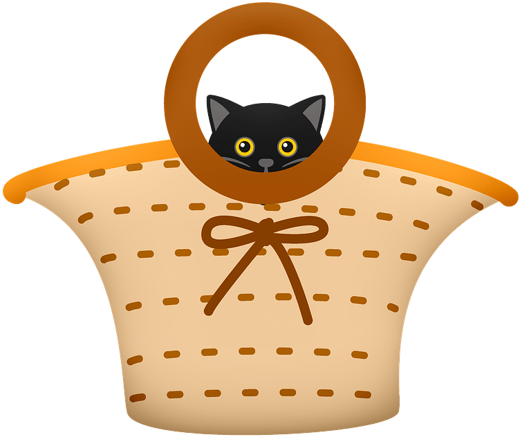 Graphic ng Itim na Basket ng Pusa Wallpaper