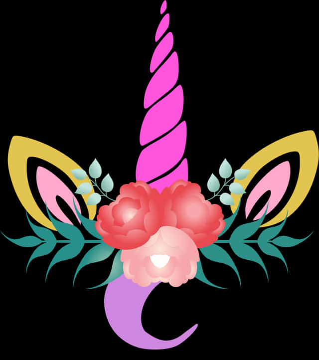 Graphic ng Unicorn na May Bulaklak Wallpaper
